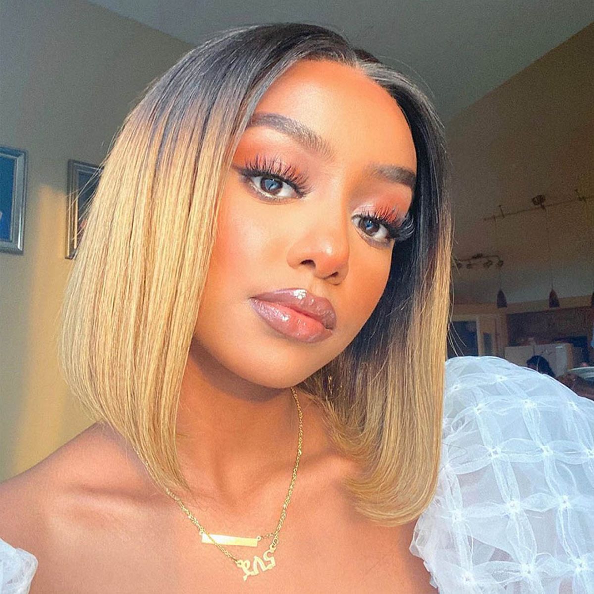 Gorgeous 1B 27 Ombre Color Glueless Lace Wig Straight Bob Wig