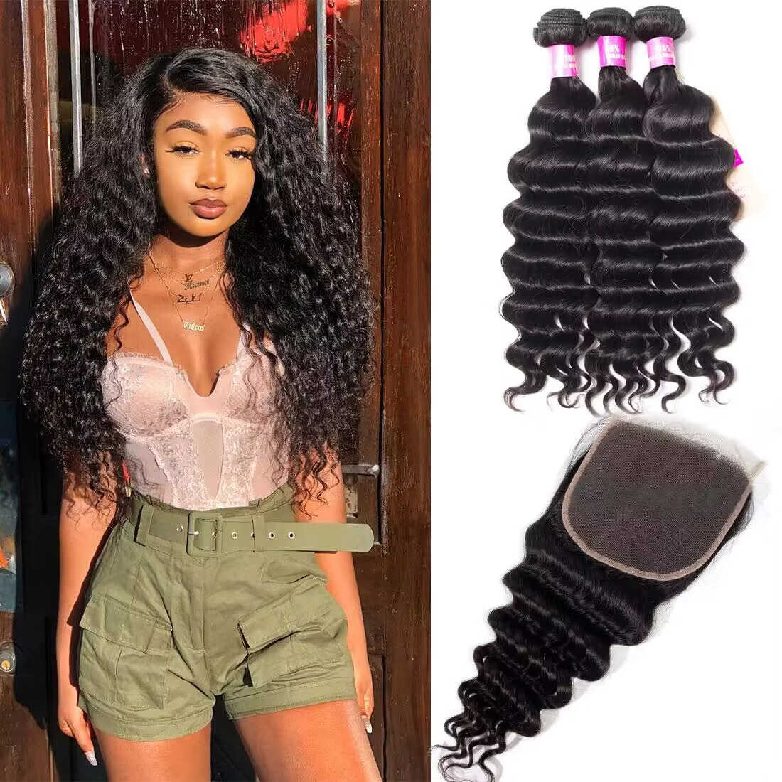 Loose Deep Weave 3 Bundles With 6×6 HD Lace Closure