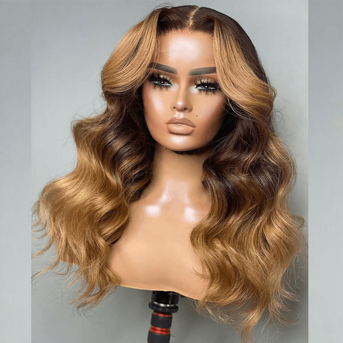T2/29 Glueless Lace Wig Ombre Undetectable Lace Front Wigs Bangs With Highlights