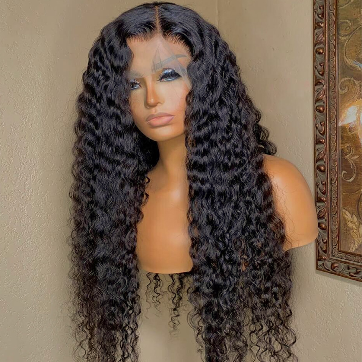 Deep Curly Glueless Lace Front Wig HD Invisible Human Hair Wig