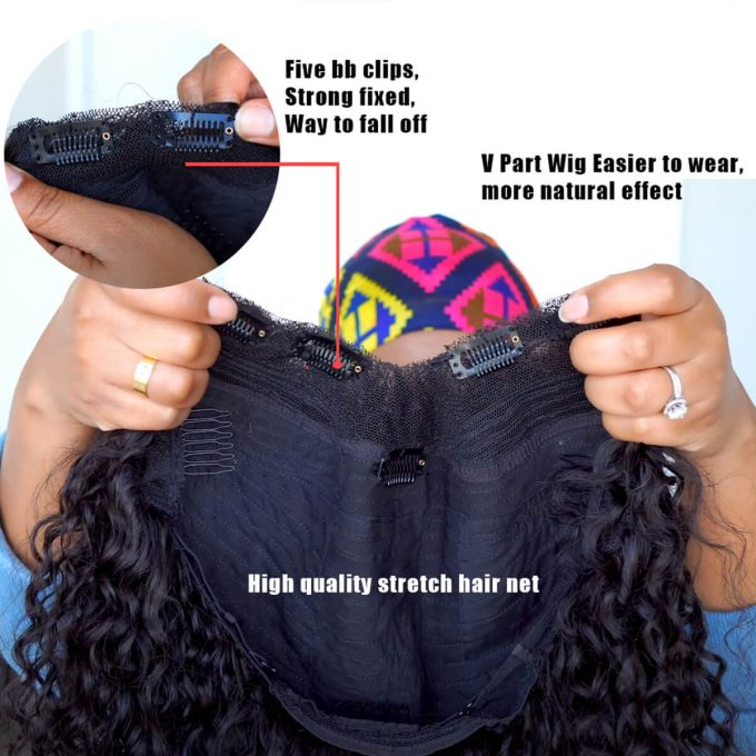 Curly V Part Wig