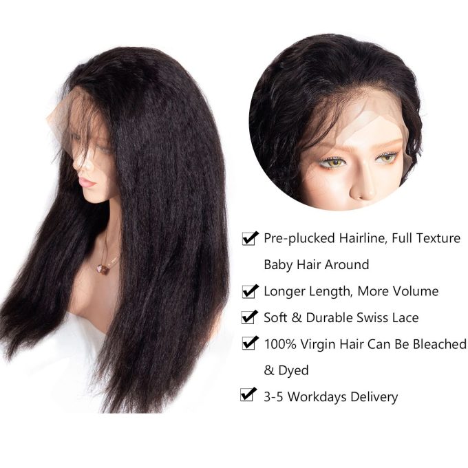 Kinky Straight 360 Lace Frontal Wig