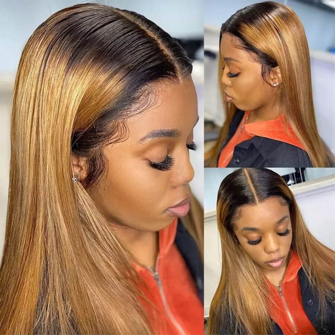 1B 27 Ombre Straight Human Hair Wig