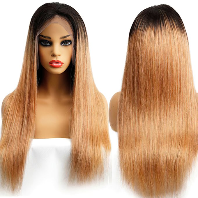1B 27 Ombre Straight Human Hair Wig