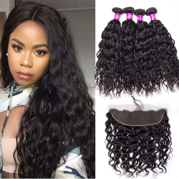Water Wave 4 Bundles With Frontal