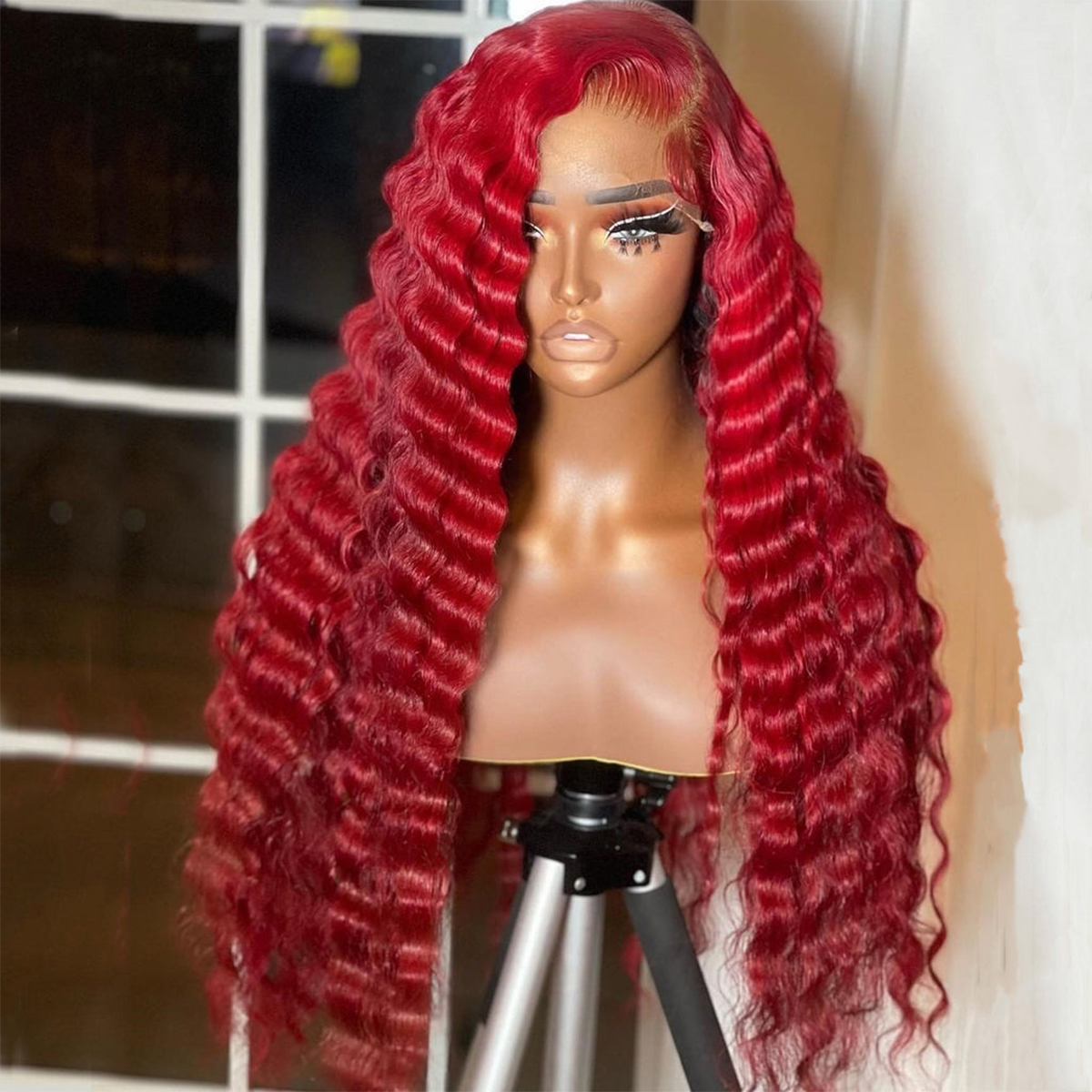 Red Human Hair Wig Loose Deep Wave Wig 13×4 5×5 Glueless Undetectable Lace Wigs