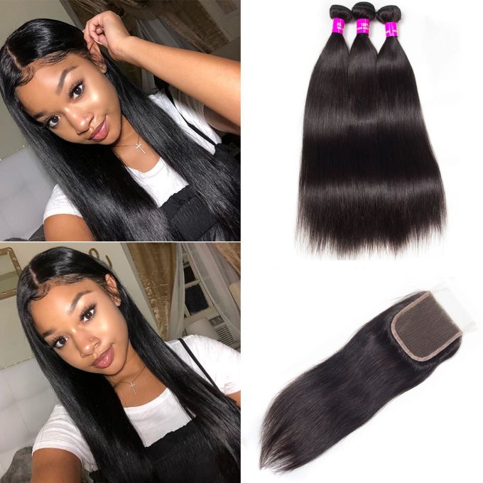 Straight Hair Bundles With 5×5 HD Lace Closure
