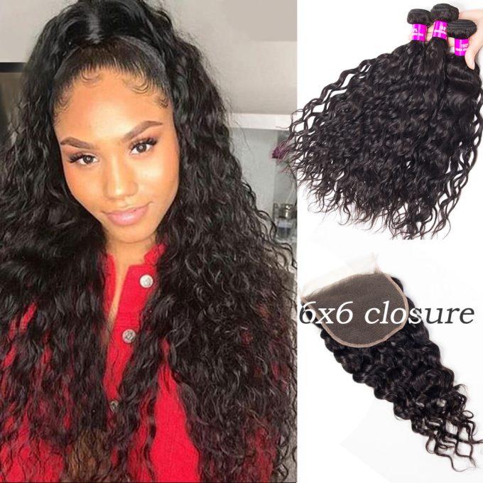 Water Wave Bundles With 6×6 Lace Closure