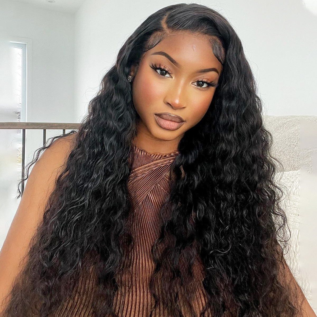 HD Glueless Water Wave Human Hair Wig Pre-Bleached Knots 4×4 6×5 Lace Closure Wig