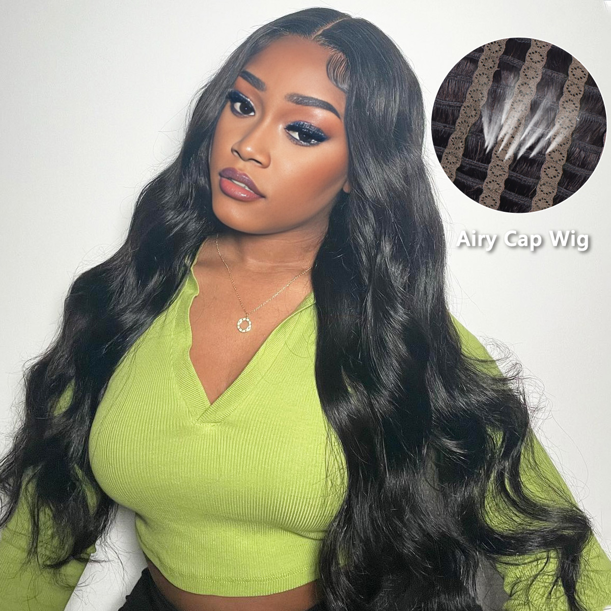 Prebleached Knots Loose Body Wave Glueless Lace Wig Airy Cap 6×5 Lace HD Human Hair Wig