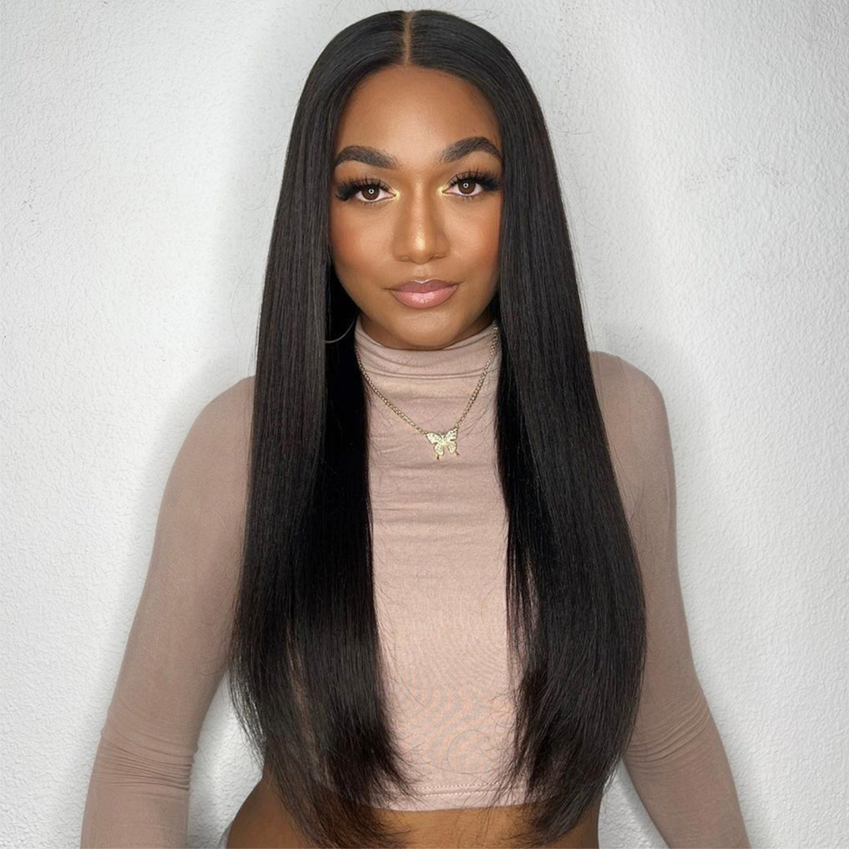 Glueless straight lace wig