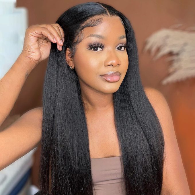 Glueless kinky straight wig