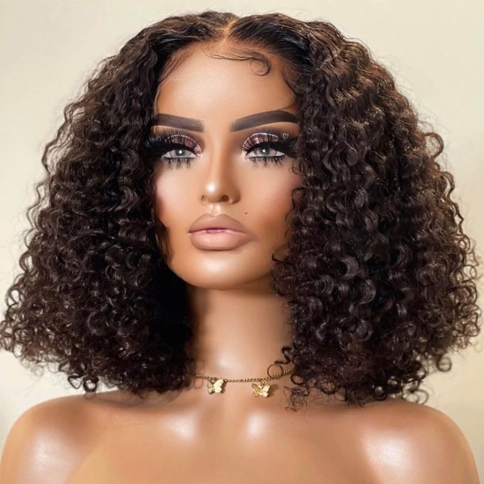 Glueless deep curly bob wig
