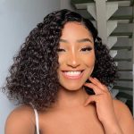water curly side part wig