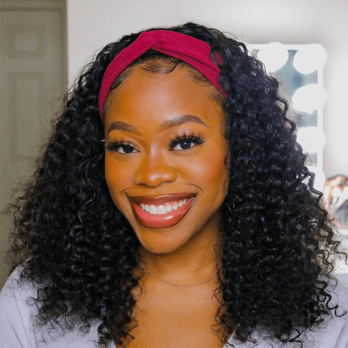 Short Headband Deep Wave Wig