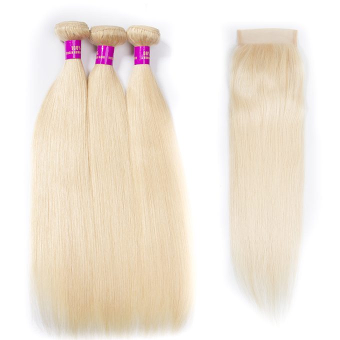 613 Blonde Straight Bundles With Closure