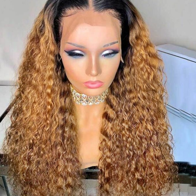 Ombre 1B/27 Curly Human Hair Wig