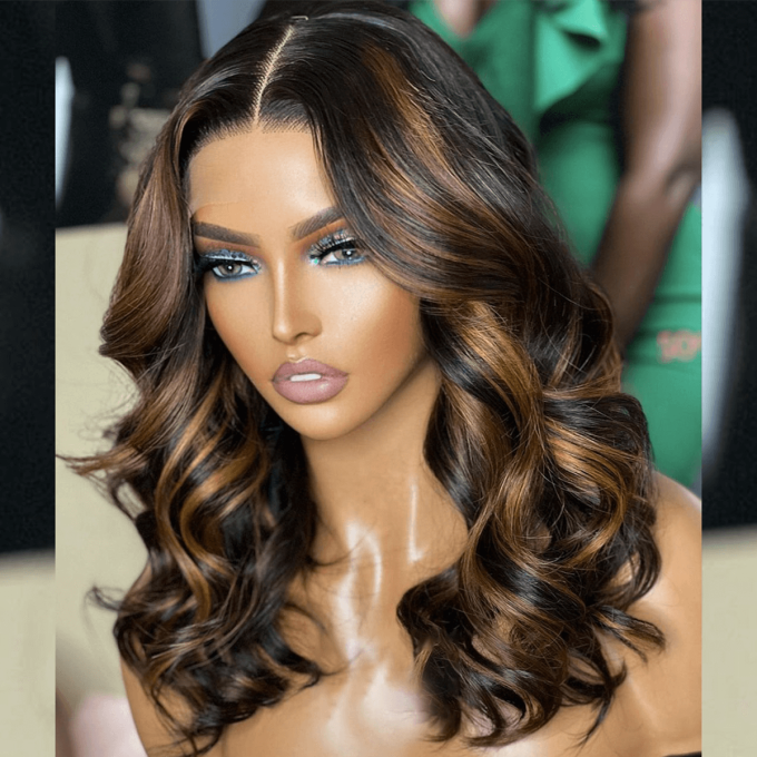 Highlight Short Barrel Curls L:ace Front Wig