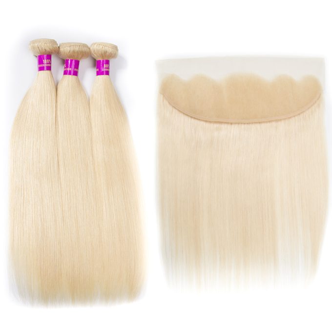 613 Blonde Straight Bundles With Frontal