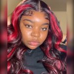 Burgundy Body Wave with Red Highlight Lace Frontal Wig