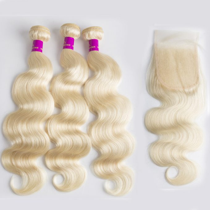 613 Blonde Body Wave Bundles With Closure