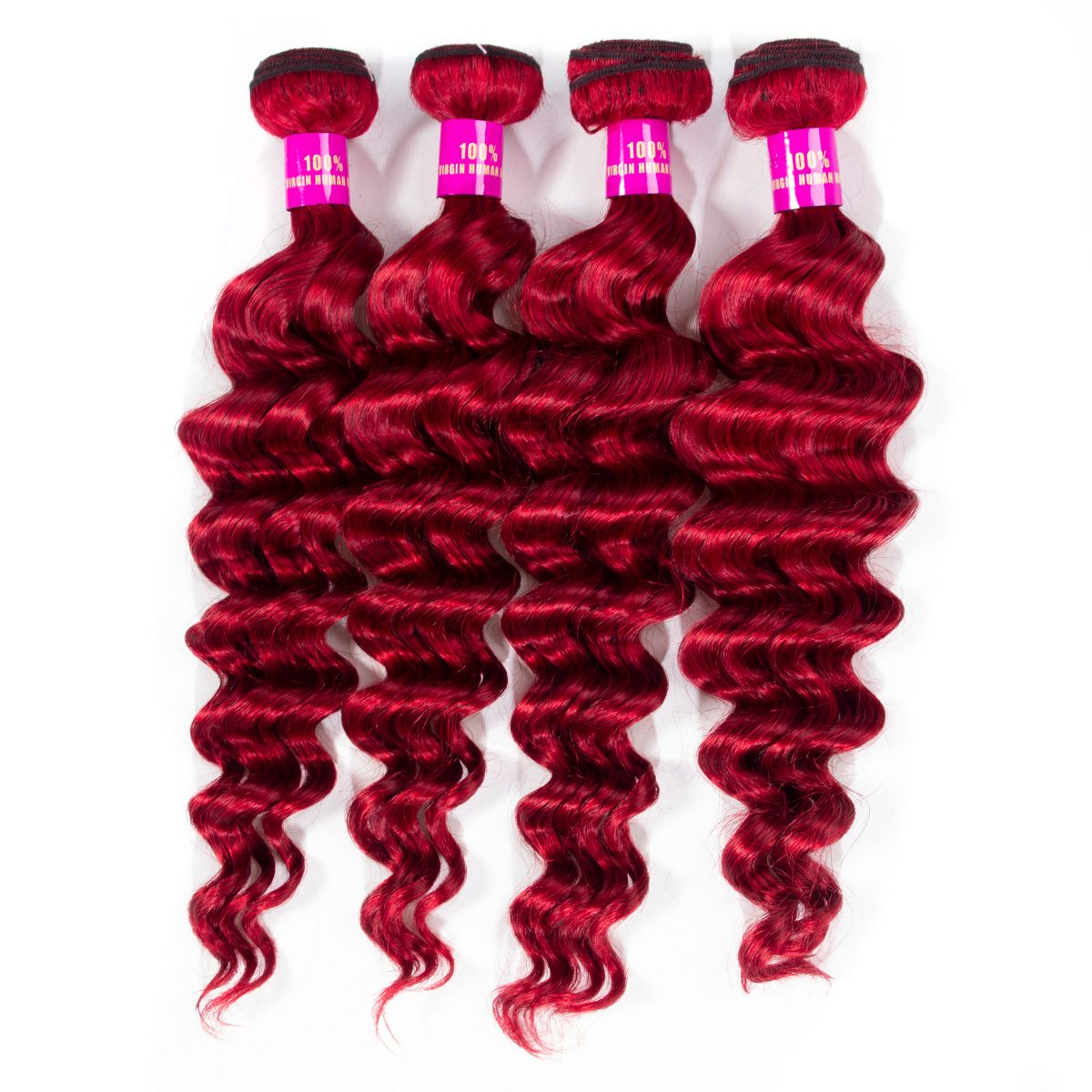 red_color_loose_deep_wave_hair_bundles