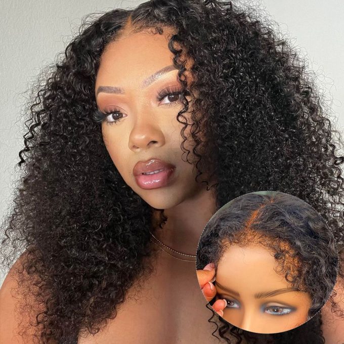 4C Edges Natural Hairline Curly Glueless Wig