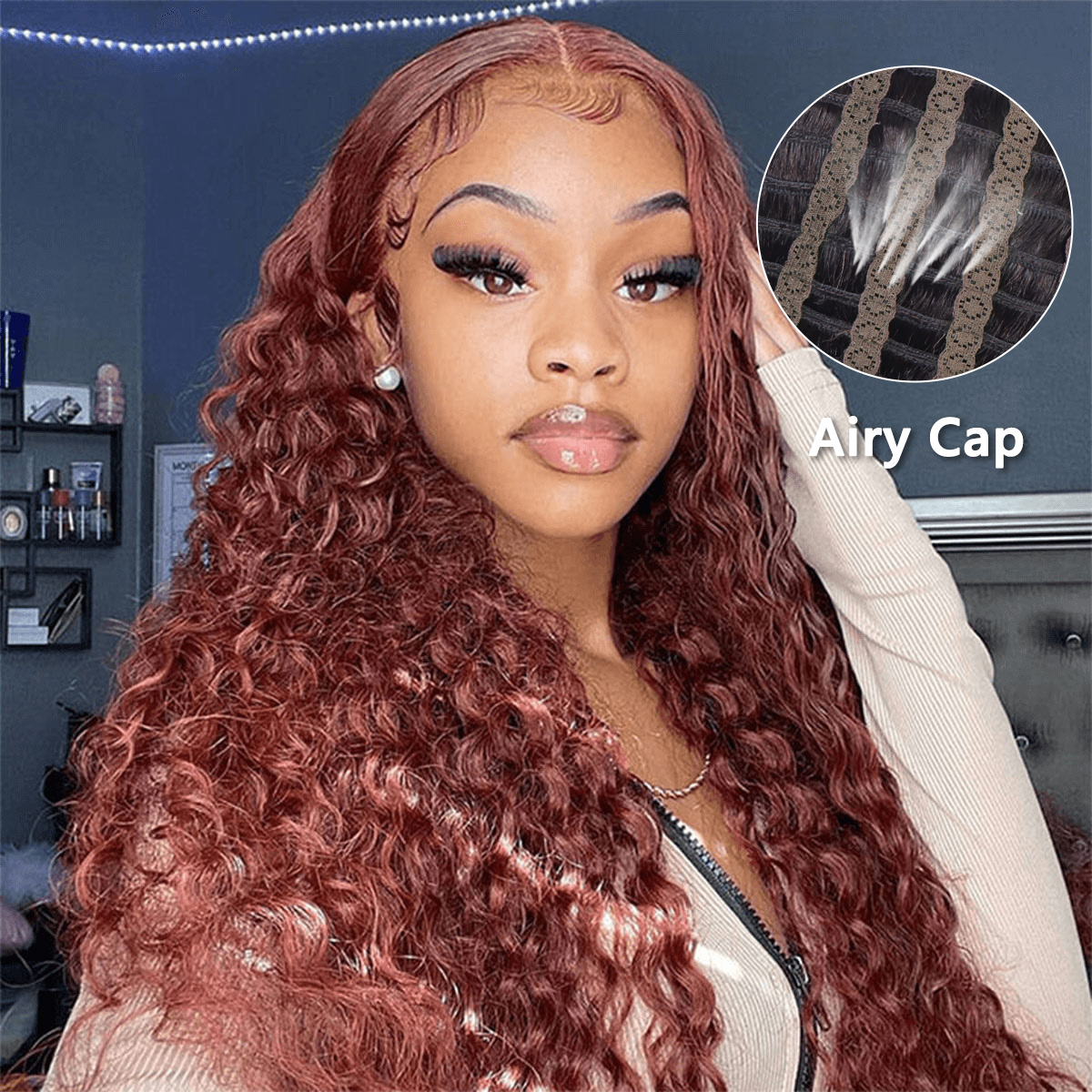 Breathable Airy Cap Wear Go Deep Wave Wig #33 Reddish Brown 9×5 6×5 Glueless Pre Cut Lace Wig
