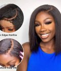 pre plucked 4c kinky straight wig