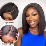 pre plucked 4c kinky straight wig