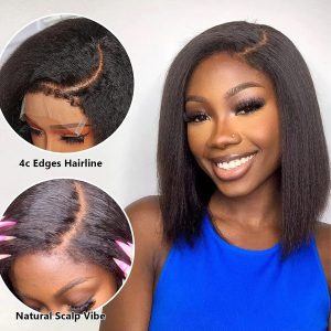 pre plucked 4c kinky straight wig