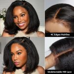 pre plucked 4c kinky straight wig