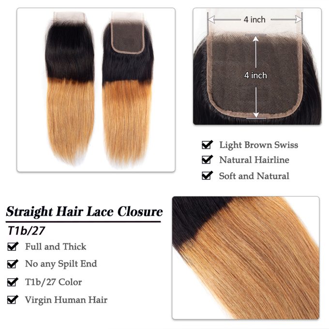 T1b27 straight 4x4 lace closure