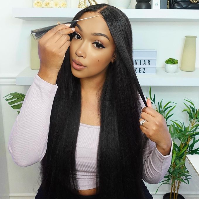 kinky straight wear and go pre cut lace wig