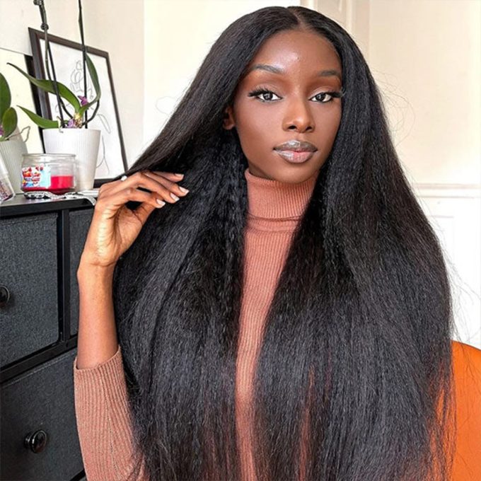 kinky straight wear and go pre cut lace wig