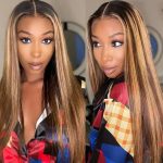 Pre-cut Lace Wig Ombre Highlights Honey Blonde Body Wave Wig with Dark Roots Wear & Go Straight Glueless Lace Wig
