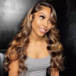 Pre-cut Lace Wig Ombre Highlights Honey Blonde Body Wave Wig with Dark Roots Wear & Go Straight Glueless Lace Wig