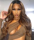 Pre-cut Lace Wig Ombre Highlights Honey Blonde Body Wave Wig with Dark Roots Wear & Go Straight Glueless Lace Wig