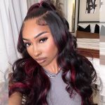 Burgundy Highlight Body Wave Wig P1B/99J Wear & Go Straight Glueless HD Lace Wig