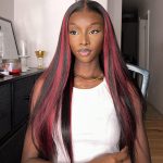 Burgundy Highlight Body Wave Wig P1B/99J Wear & Go Straight Glueless HD Lace Wig