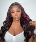 Burgundy Highlight Body Wave Wig P1B/99J Wear & Go Straight Glueless HD Lace Wig