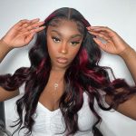 Burgundy Highlight Body Wave Wig P1B/99J Wear & Go Straight Glueless HD Lace Wig