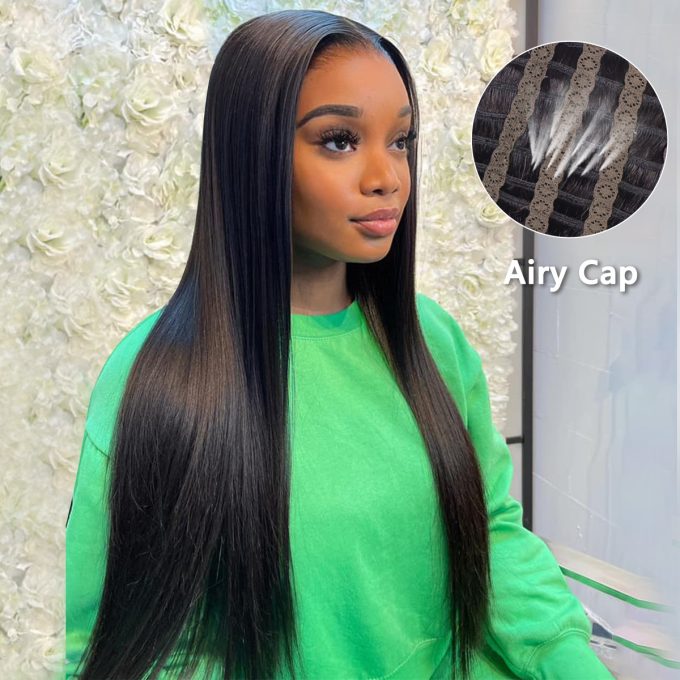 straight airy cap wig