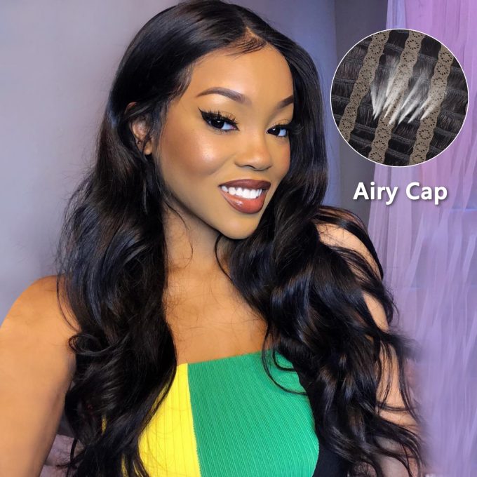Body wave airy cap wig