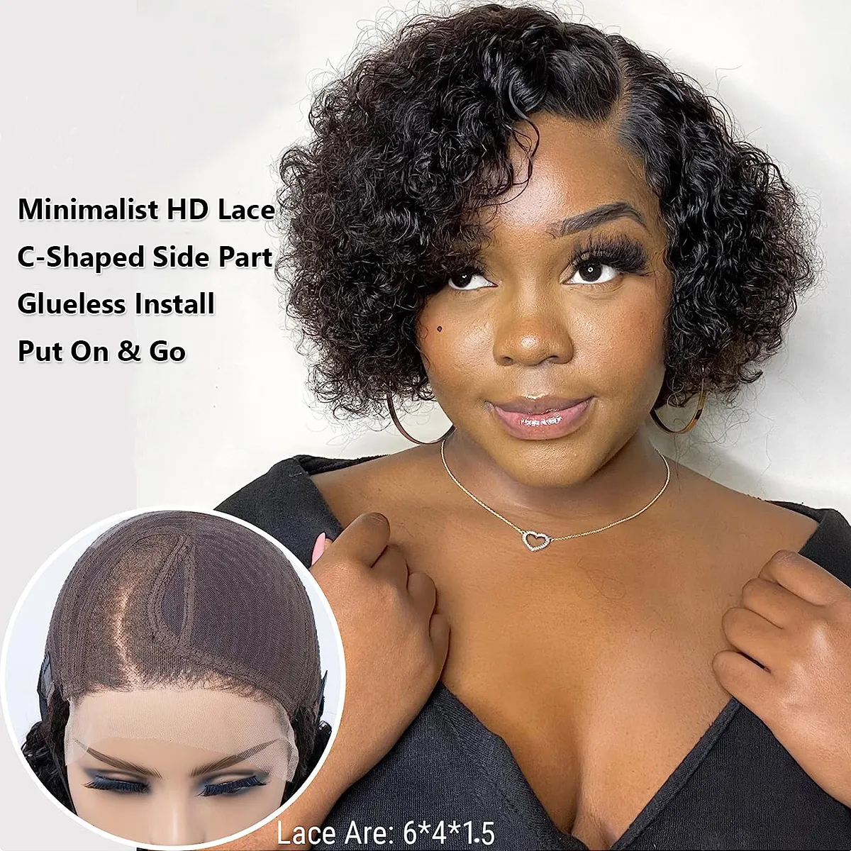 pixie cut curly pre bleached knot glueless wig