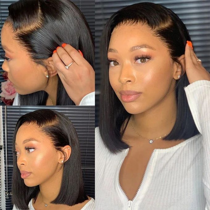 Straight Human Hair Bob 5×5 HD Lace Glueless Wig