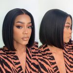 Straight Human Hair Bob 5×5 HD Lace Glueless Wig